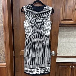 J. Crew Black and White Geometric Midi Dress NWT size 4